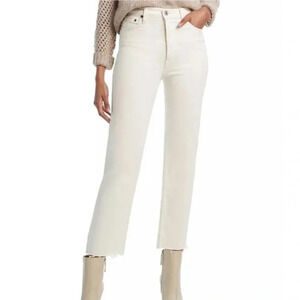 RE/DONE 70s Stove Pipe High Rise Straight Ankle Jeans Vintage White Size 31
